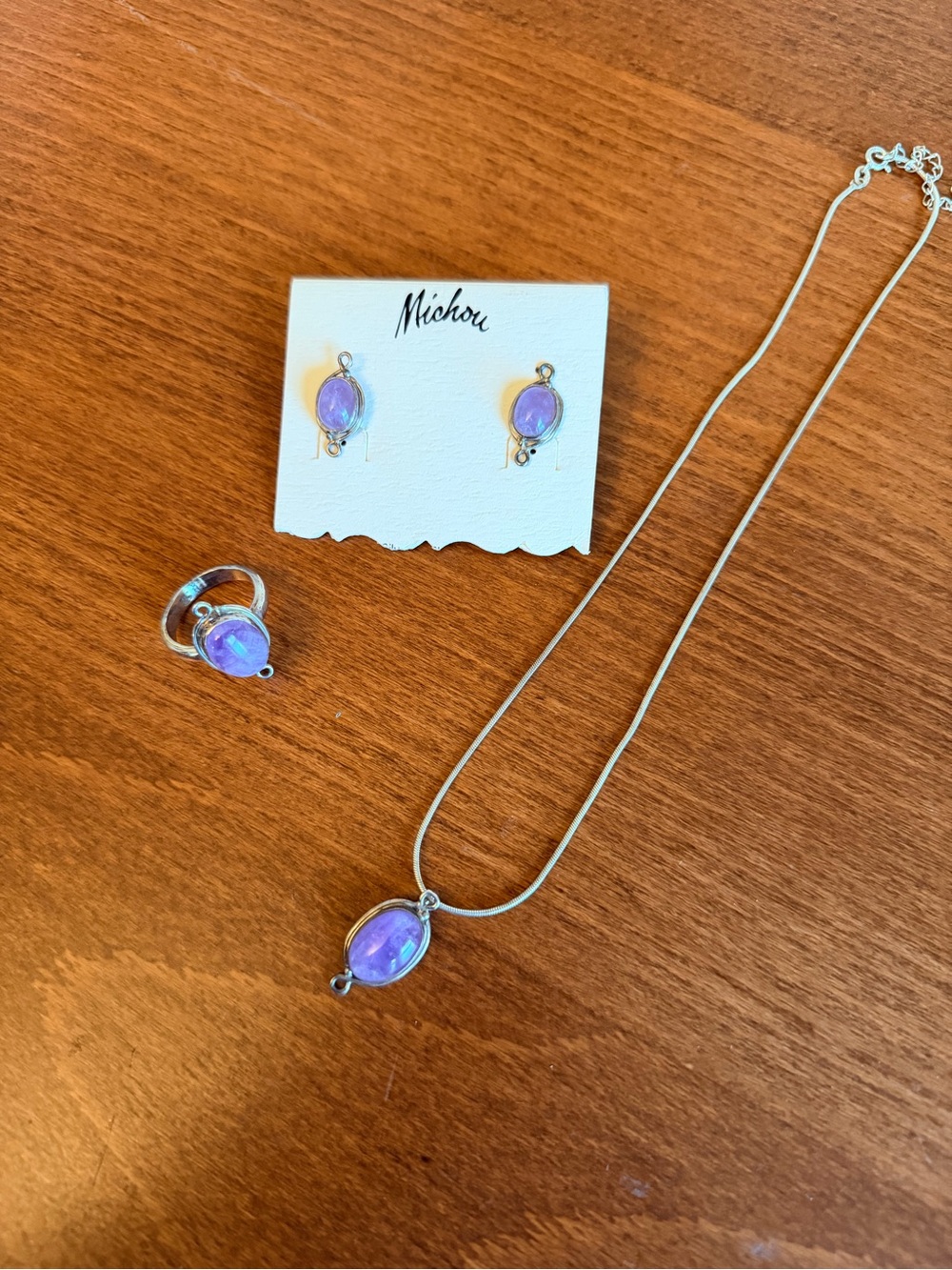 Purple Oval Pendant Necklace